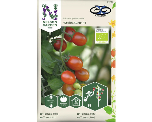 Fröförpackning Krebs Aura F1 tomat av märket Nelson Garden