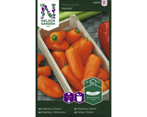 Nelson Garden Logo. Fröförpackning snackpaprika sort Hamik