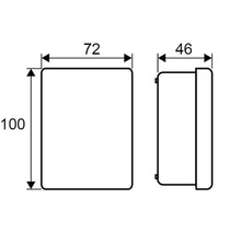 Teknisk ritning med måtten 100, 72 och 46