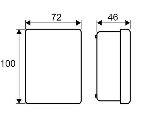 Teknisk ritning med måtten 100, 72 och 46