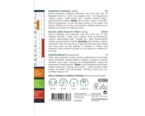 Information om odling av Rudbeckia Summer och Solhatt Prakt