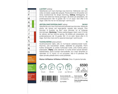 Information om luktärter, ärterblommor och sådd