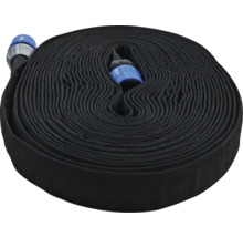 Hoprullad, platt trädgårdsslang med anslutningsstycken