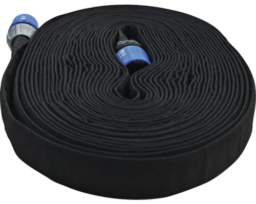 Hoprullad, platt trädgårdsslang med anslutningsstycken