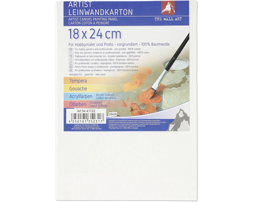 Konstnärsduk kartong 18 x 24 cm, förgrundad, 100 procent bomull