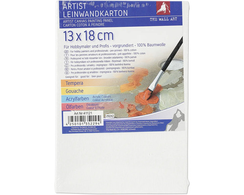 Målarduk 13 x 18 cm, lämplig för tempera, gouache, akrylfärger och oljefärger