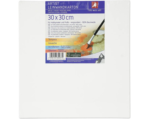 Canvas kartong, 30 x 30 cm, lämplig för tempera, gouache, akrylfärger och oljefärger