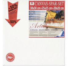 Duk-set med tre kilramar i storlekarna 30x30 cm, 25x25 cm och 20x20 cm