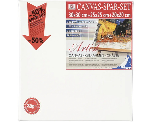 Duk-set med tre kilramar i storlekarna 30x30 cm, 25x25 cm och 20x20 cm