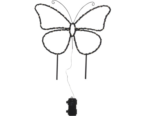 Fjärils trädgårdsdekoration med LED-lampor och batteridrift