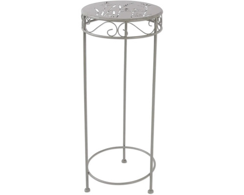 Blombord LAFIORA Ø30x70cm grå Dekorativ kolonn i metall med växtmönster på bordsskivan