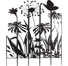 Dekorativt trädgårdsstaket i metall med blommotiv