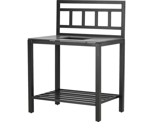 Trädgårdsbord med förvaring och bakstycke