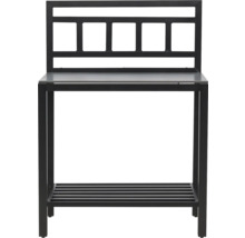 Svart planteringsbord med hylla och galler