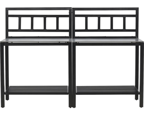 Trädgårdsbord med förvaringsutrymme och bakvägg