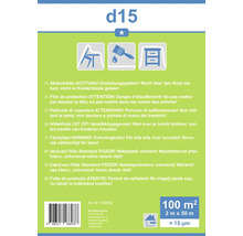 Täckplast med varningar om kvävningsrisk och användning