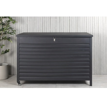 Grå trädgårdslåda med hjul för utomhusförvaring