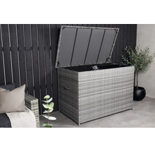 Flätad förvaringslåda med öppet lock för utomhusbruk