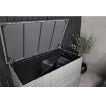 Öppen trädgårdsbox i rotting för förvaring av trädgårdsredskap