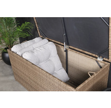 Öppen förvaringslåda i rotting med sittdynor