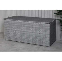 Grå trädgårdsbox i rotting med lock