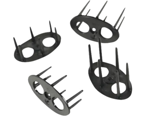 Isopigg ISOVER 45mm Fyra gräskantfästen av metall med spikar för fixering i marken.