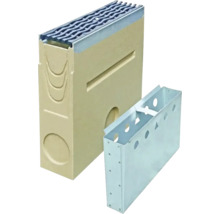 Dräneringsränna med galler och uppsamlingsbehållare