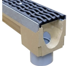 Detaljvy av en dräneringsränna med galler