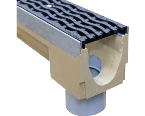 Detaljvy av en dräneringsränna med galler