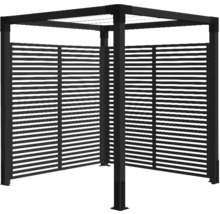 Pergola med horisontella lamellväggar för utomhusbruk
