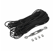 Svart rep med spännare och fyra kauser