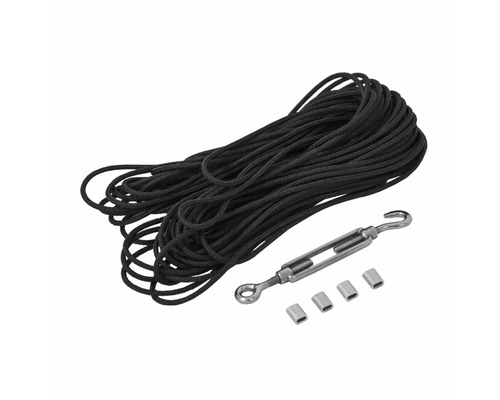 Svart rep med spännare och fyra kauser