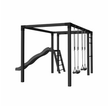 Lekplatsställning med rutschkana, stege och gunga