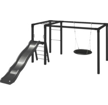 Lekplatsutrustning med rutschkana, stege, klätterställning och gunga