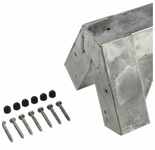 Stolpfäste av metall med skruvar och täcklock