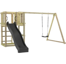 Lektorn i trä med rutschkana och gunga