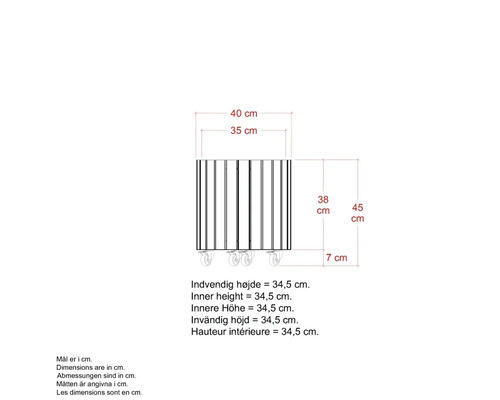 Teknisk ritning av rullcontainer med mått