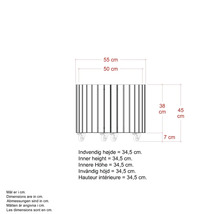 Teknisk ritning av en produkt med mått i centimeter
