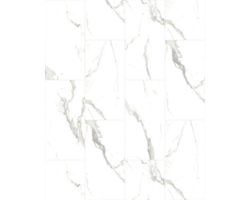 Vinylplatta Nizza marmor vit/grå 609x304x2 mm Golvbeläggning med marmorlook