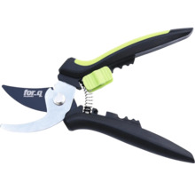 Trädgårdssax med fjädermekanism och for_q logotyp