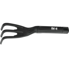 Trädgårdskultivator med tre tänder och for_q logotyp