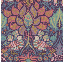 Dekorativ tapet med blommönster och fågelmotiv