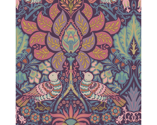 Dekorativ tapet med blommönster och fågelmotiv