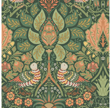 Tapet med blommönster och fågelmotiv