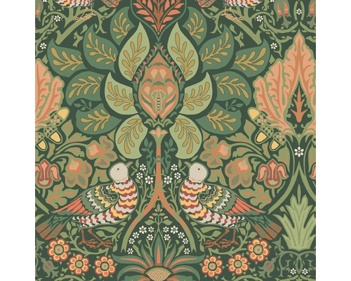 Tapet med blommönster och fågelmotiv