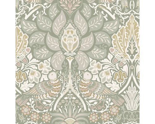 Tapet med blommönster och fågelmotiv