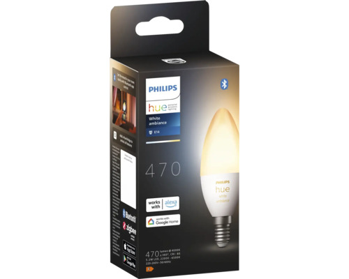 Philips Hue White Ambiance E14-lampa i förpackning