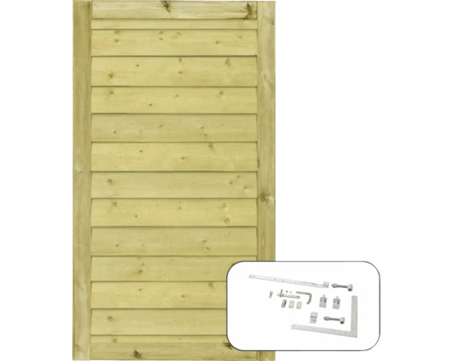 Enkelgrind PLUS Klink 100x163cm tryckimpregnerad inkl. beslag Trägrind med beslagssats för trädgårdsstängsel