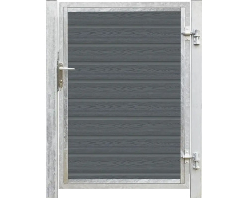 Trädgårdsgrind med trästrukturfyllning och metallram