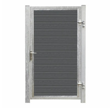 Trädgårdsgrind med grå trälook fyllning och metallram